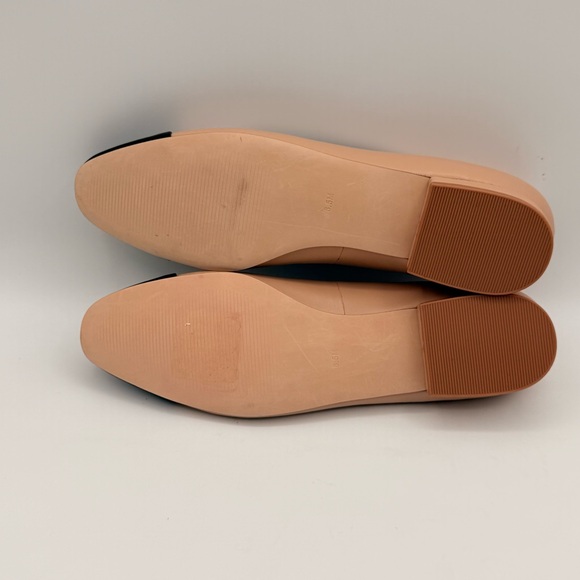 Steve Madden NWOT Leather Cap Toe Ballet Flats Nude Black Classic WMS Size 8.5 - Picture 11 of 13